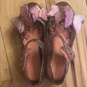 Mini Melissa Pink Dress Shoes with Bows and Glitter
